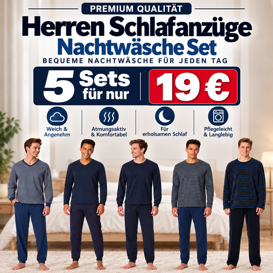 ⚡ Nur noch heute! Herren Pyjamaset mit langen Ärmeln und langen Hosenbeinen zum Aktionspreis